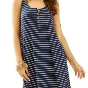 Lilly Pulitzer Jennalyn blue striped sleeveless dress size small